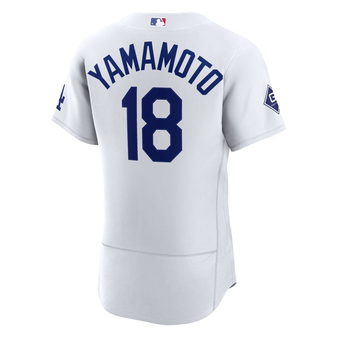 Yoshinobu Yamamoto Los Angeles Dodgers Nike Home Authentic Sponsor Patch Jersey - White