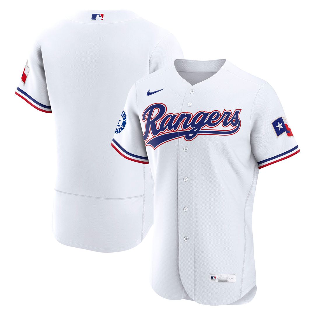 Texas Rangers Nike Home Sponsor Patch Authentic Jersey - White