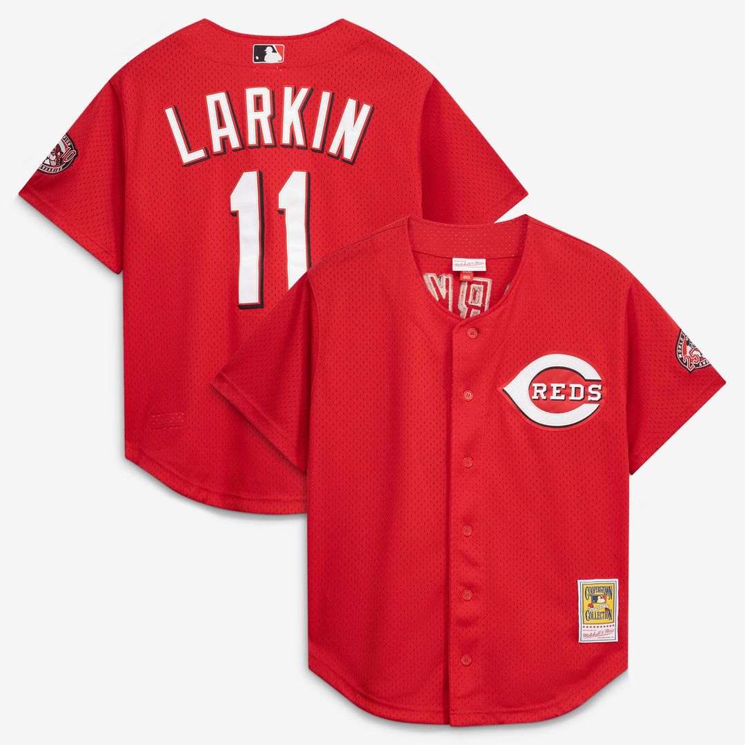 Barry Larkin Cincinnati Reds Mitchell & Ness Throwback Cooperstown Mesh Batting Practice Jersey - Red