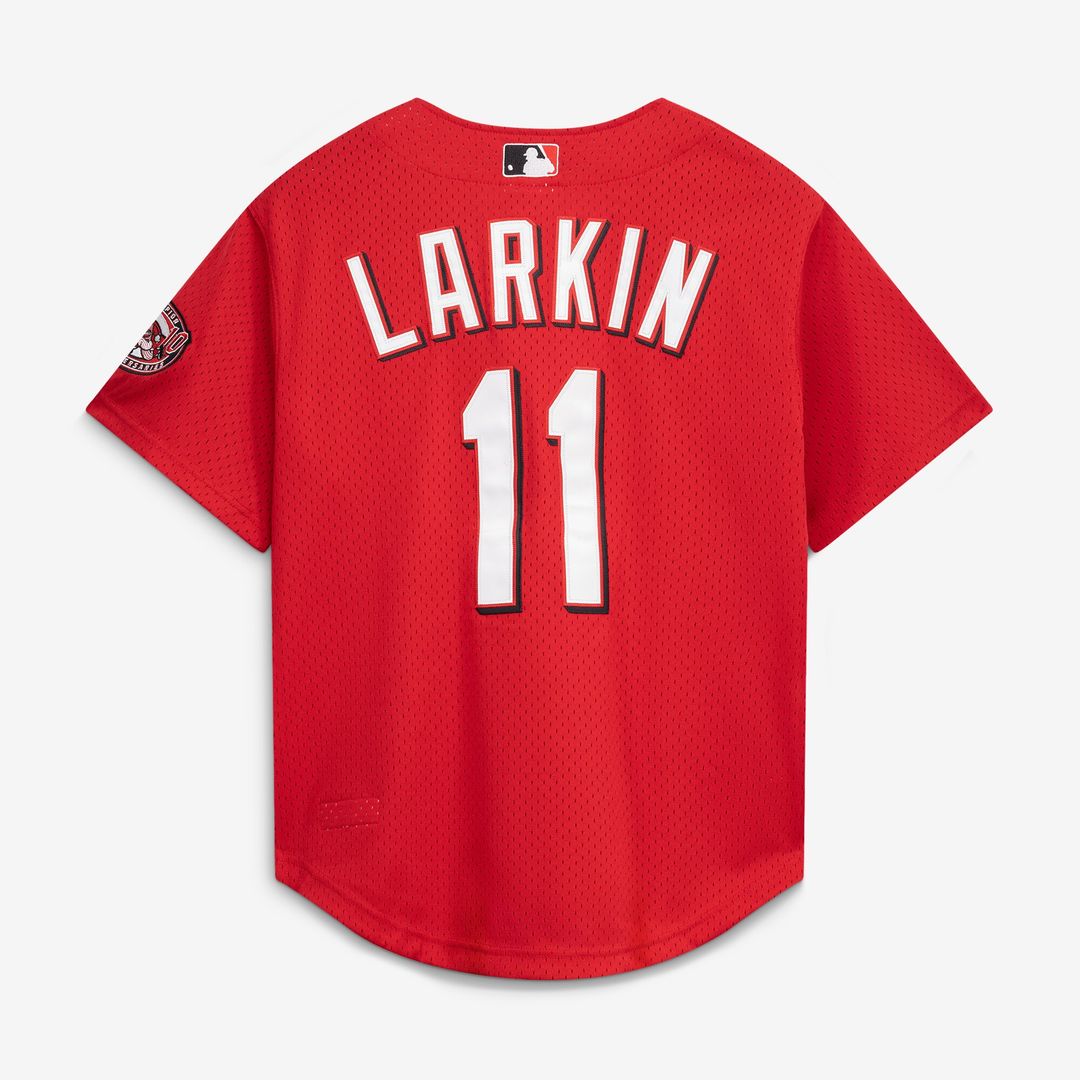 Barry Larkin Cincinnati Reds Mitchell & Ness Throwback Cooperstown Mesh Batting Practice Jersey - Red